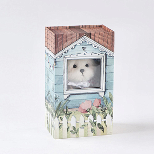 Зайка Lina TeddyTales, XS,в платье с сердечками, брелок, 15 см